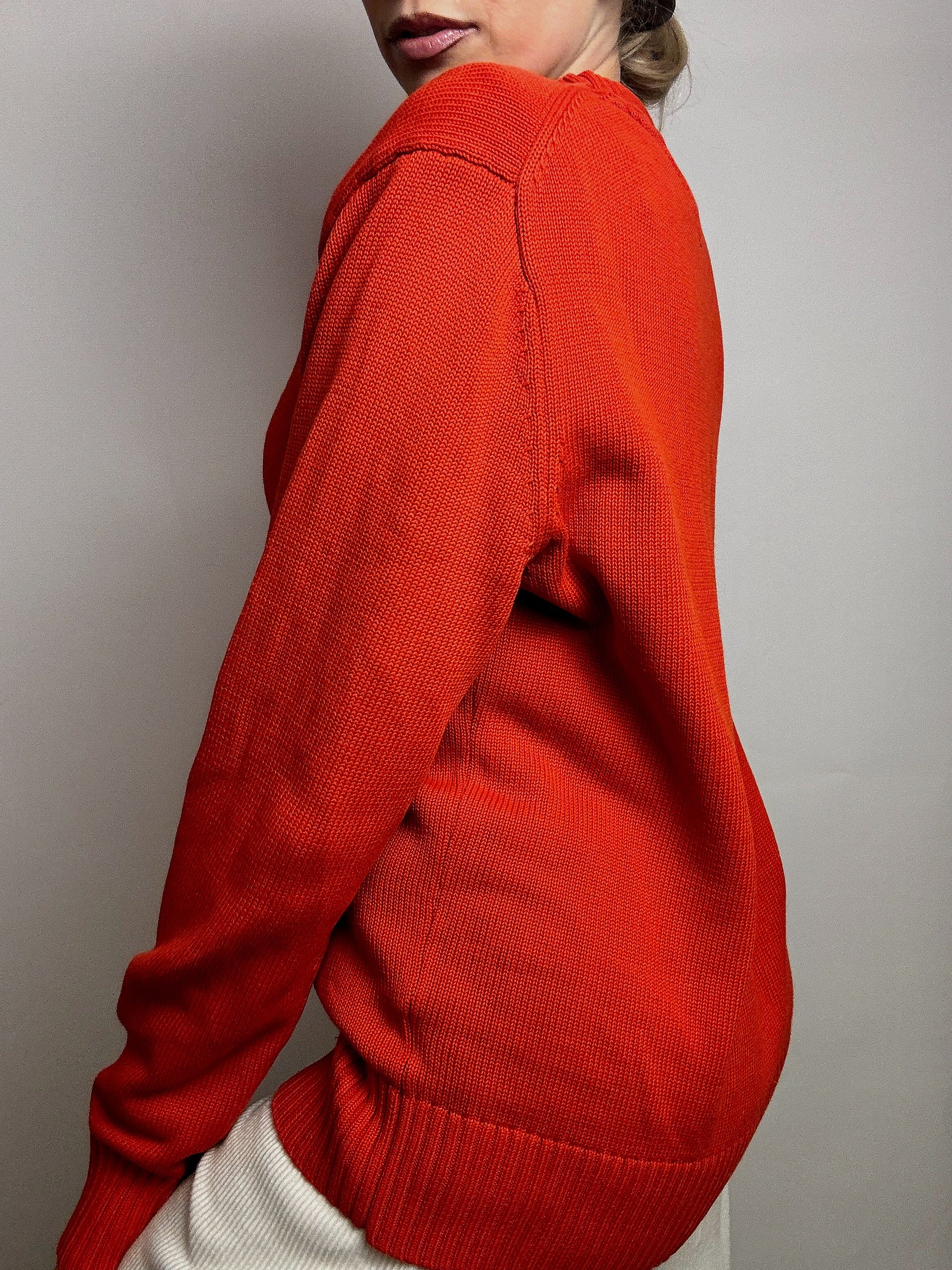 Vintage TOMMY HILFIGER L red cotton crew neck sweater