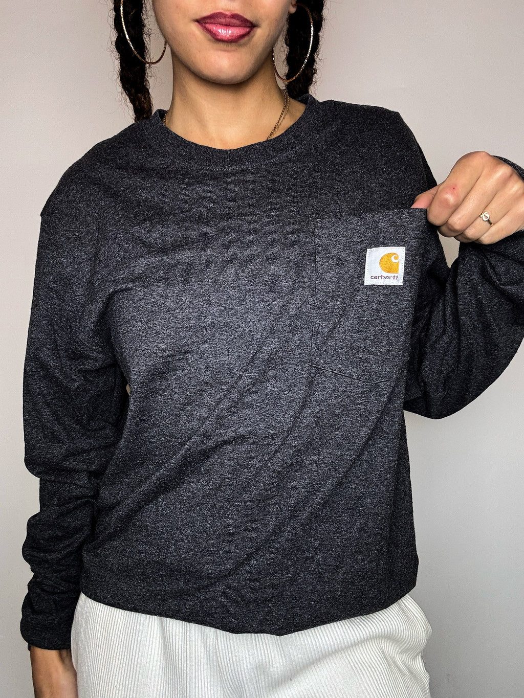 CARHARTT grey long-sleeve T-shirt S vintage