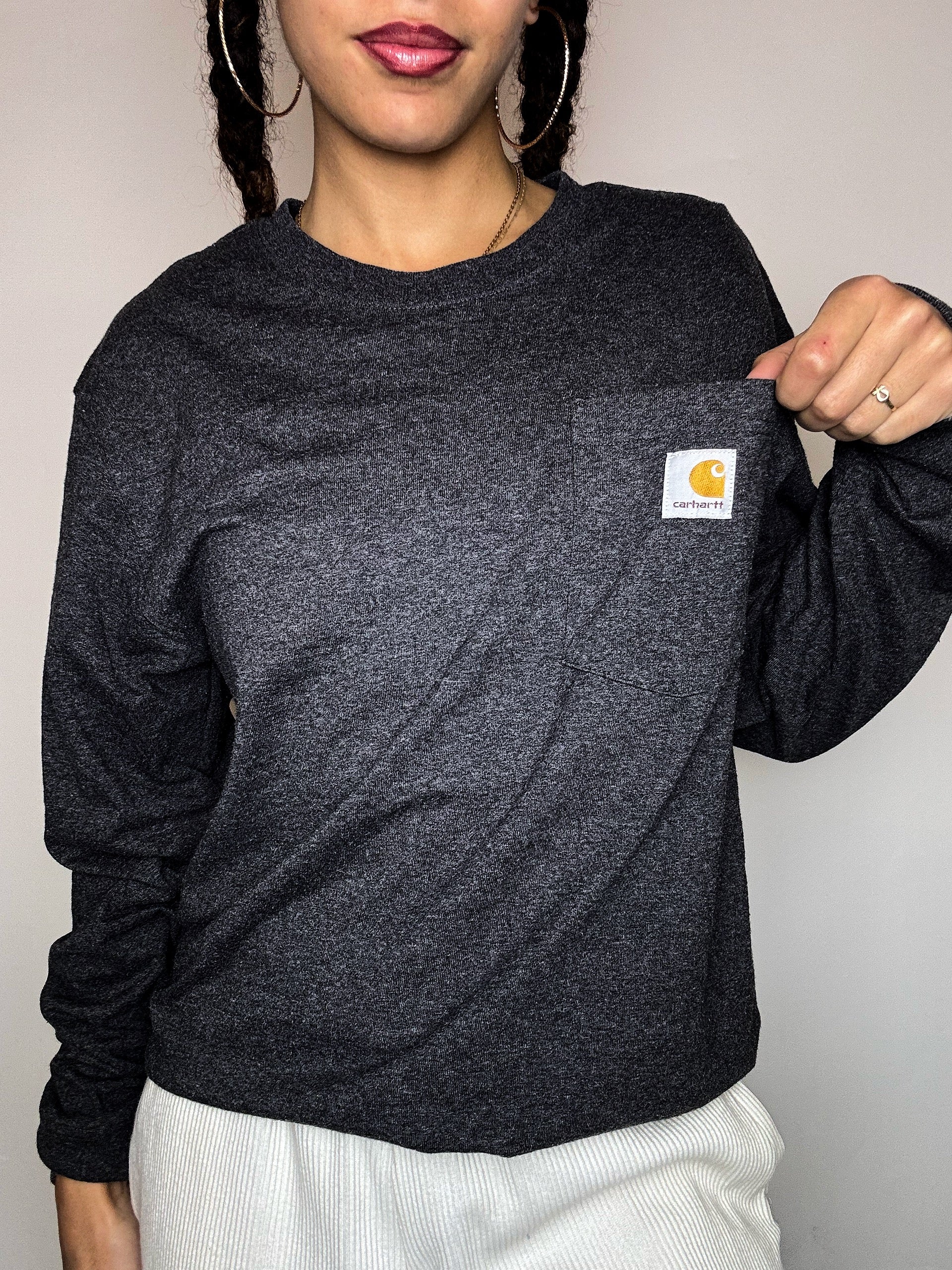 CARHARTT grey long-sleeve T-shirt S vintage