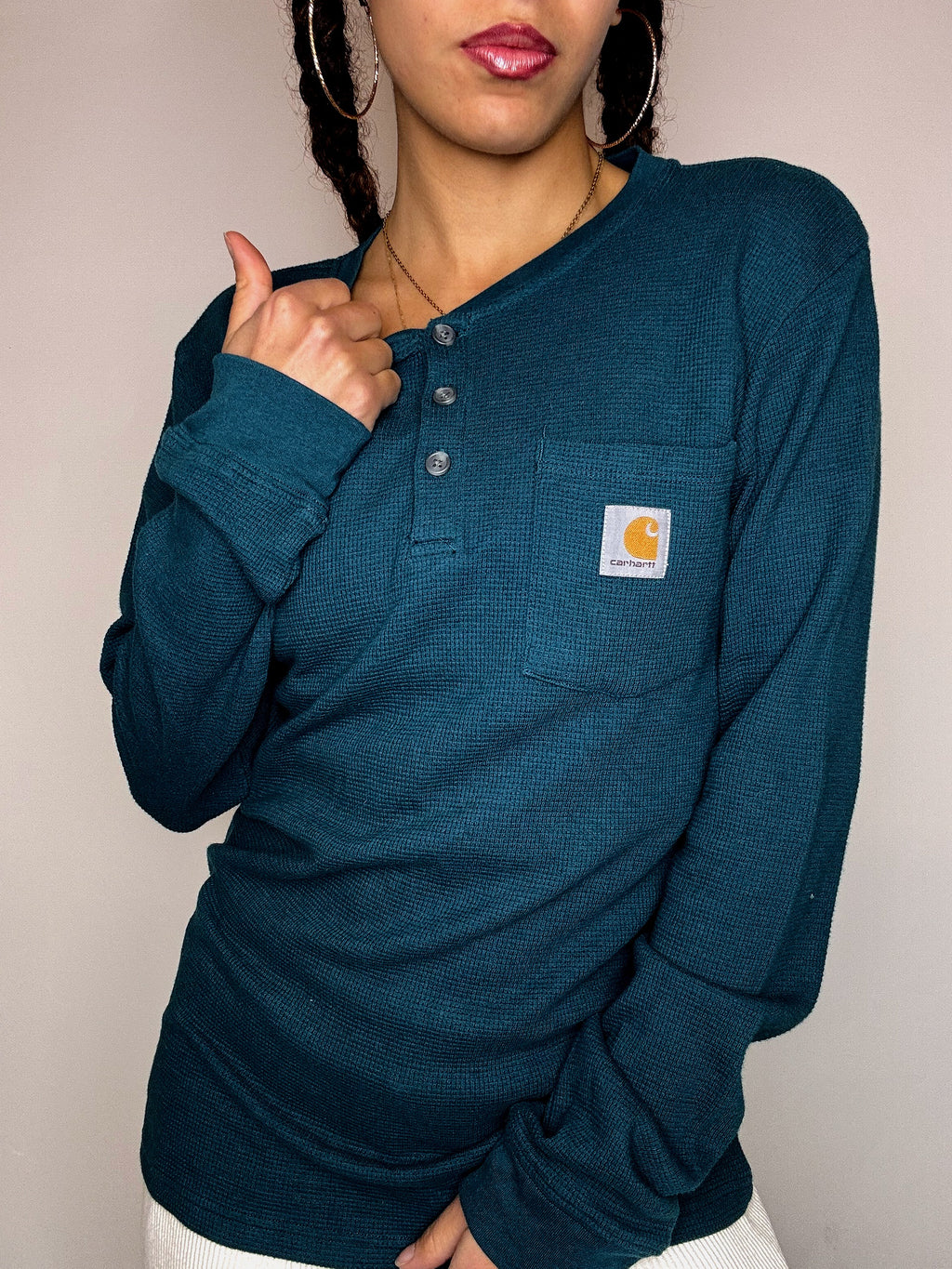 Tee shirt manche longue nid d'abeille CARHARTT XS/S vintage