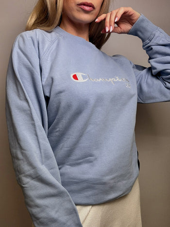 CHAMPION L Vintage sky blue crew neck sweatshirt