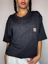 CARHARTT L vintage grey button-up t-shirt