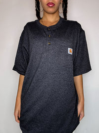 CARHARTT L vintage grey button-up t-shirt