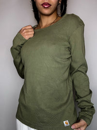 CARHARTT Vintage-Langarmshirt in Khaki, Größe M
