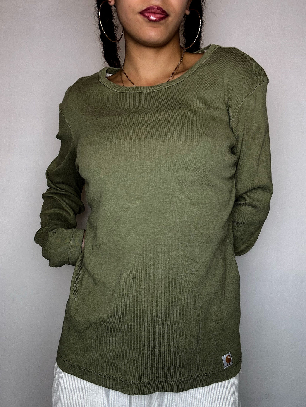 CARHARTT Vintage-Langarmshirt in Khaki, Größe M