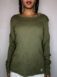 CARHARTT Vintage-Langarmshirt in Khaki, Größe M