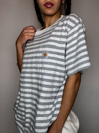 CARHARTT grey and white striped T-shirt L vintage