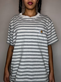 CARHARTT grey and white striped T-shirt L vintage