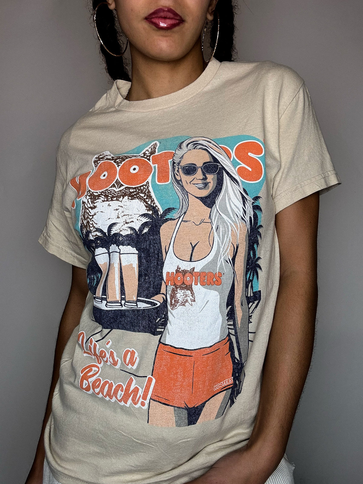 HOOTERS S Vintage beiges T-Shirt