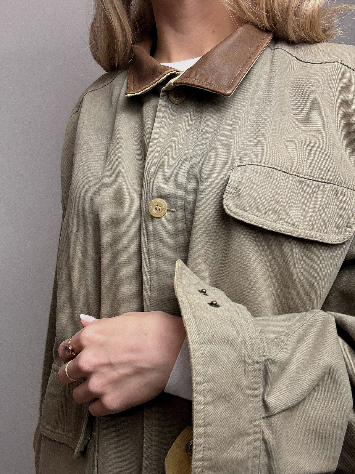 Blouson style aviator en coton kaki JANTZEN M/L vintage