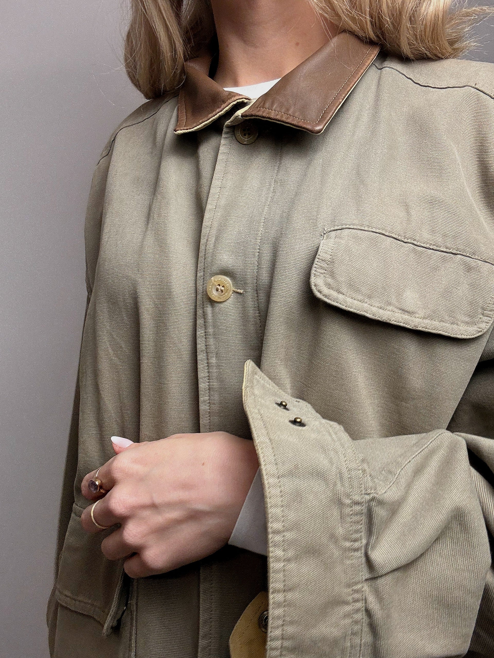 Blouson style aviator en coton kaki JANTZEN M/L vintage