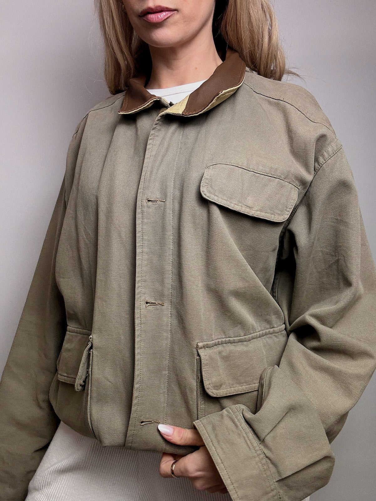 Blouson style aviator en coton kaki JANTZEN M/L vintage