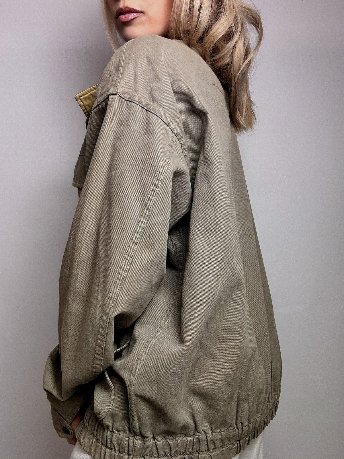 Blouson style aviator en coton kaki JANTZEN M/L vintage