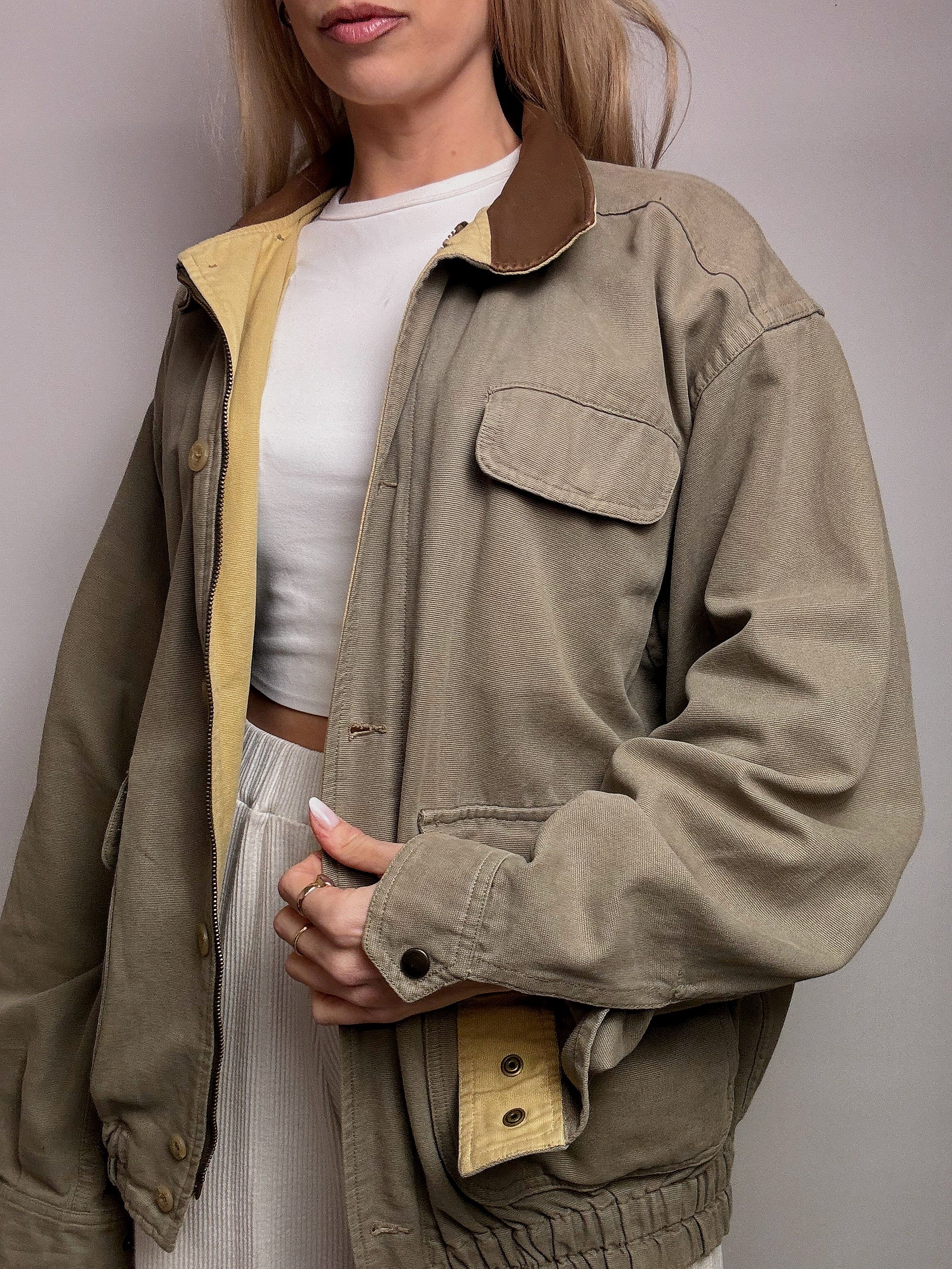 Blouson style aviator en coton kaki JANTZEN M/L vintage