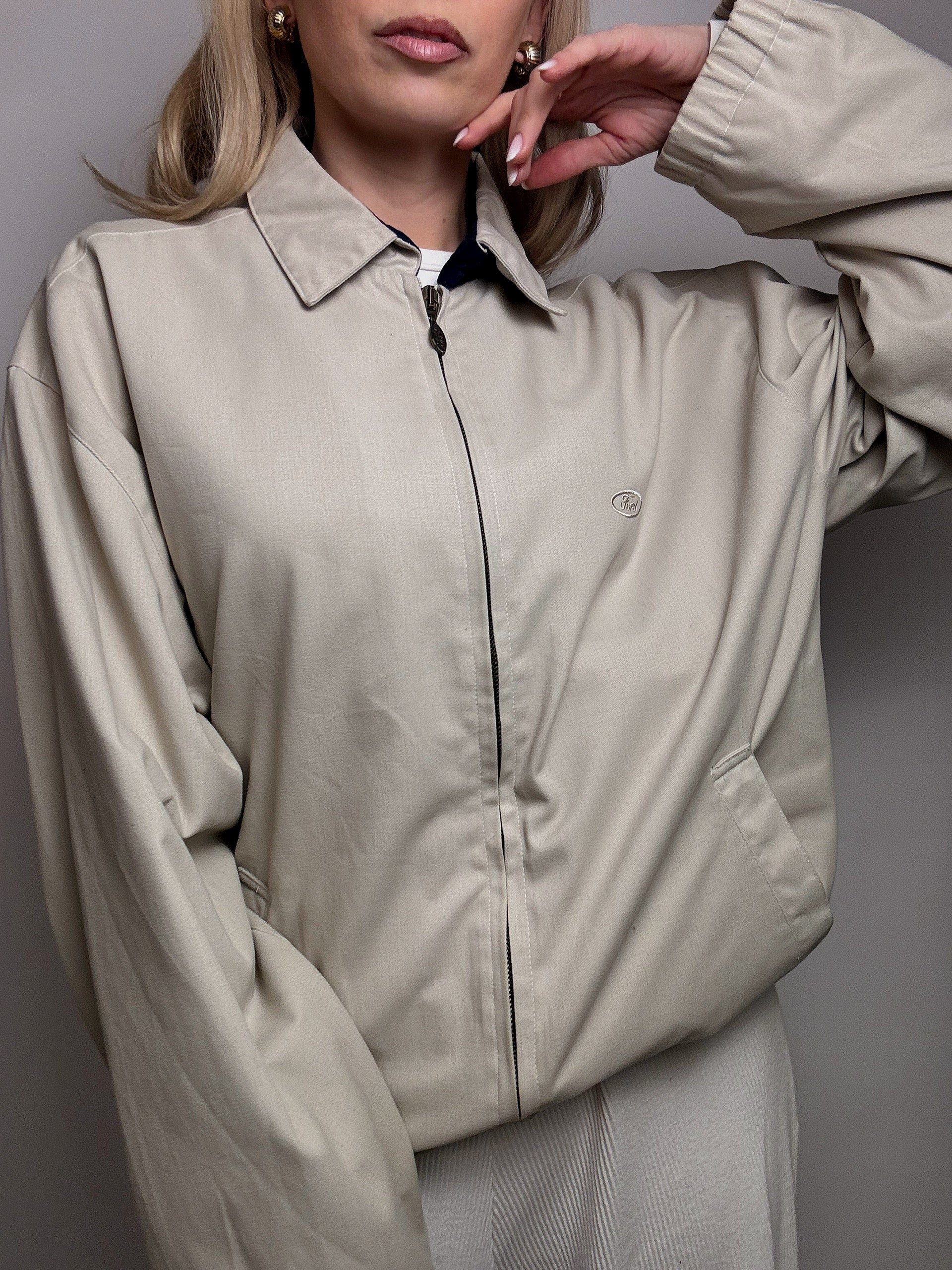 Blouson peau de pêche gris FORD M vintage