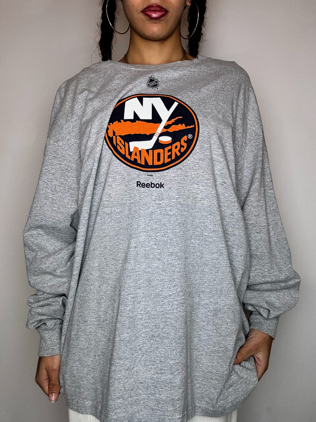 Long-sleeved gray REEBOK XL vintage T-shirt