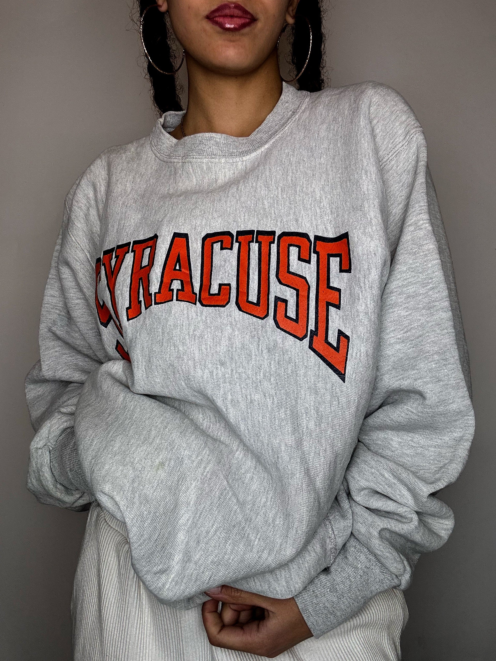 Sweat screw neck gris Syracuse L vintage