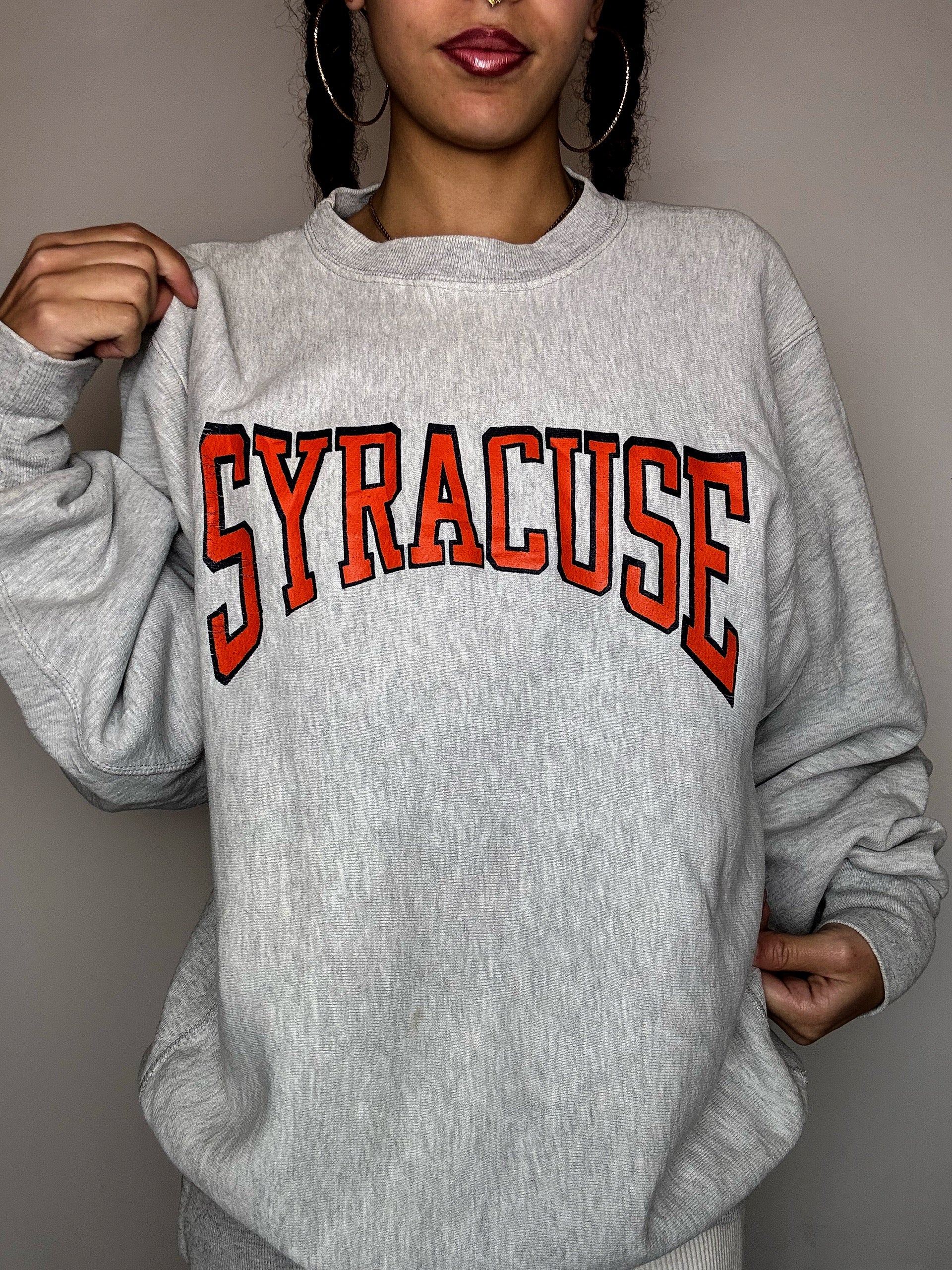 Sweat screw neck gris Syracuse L vintage