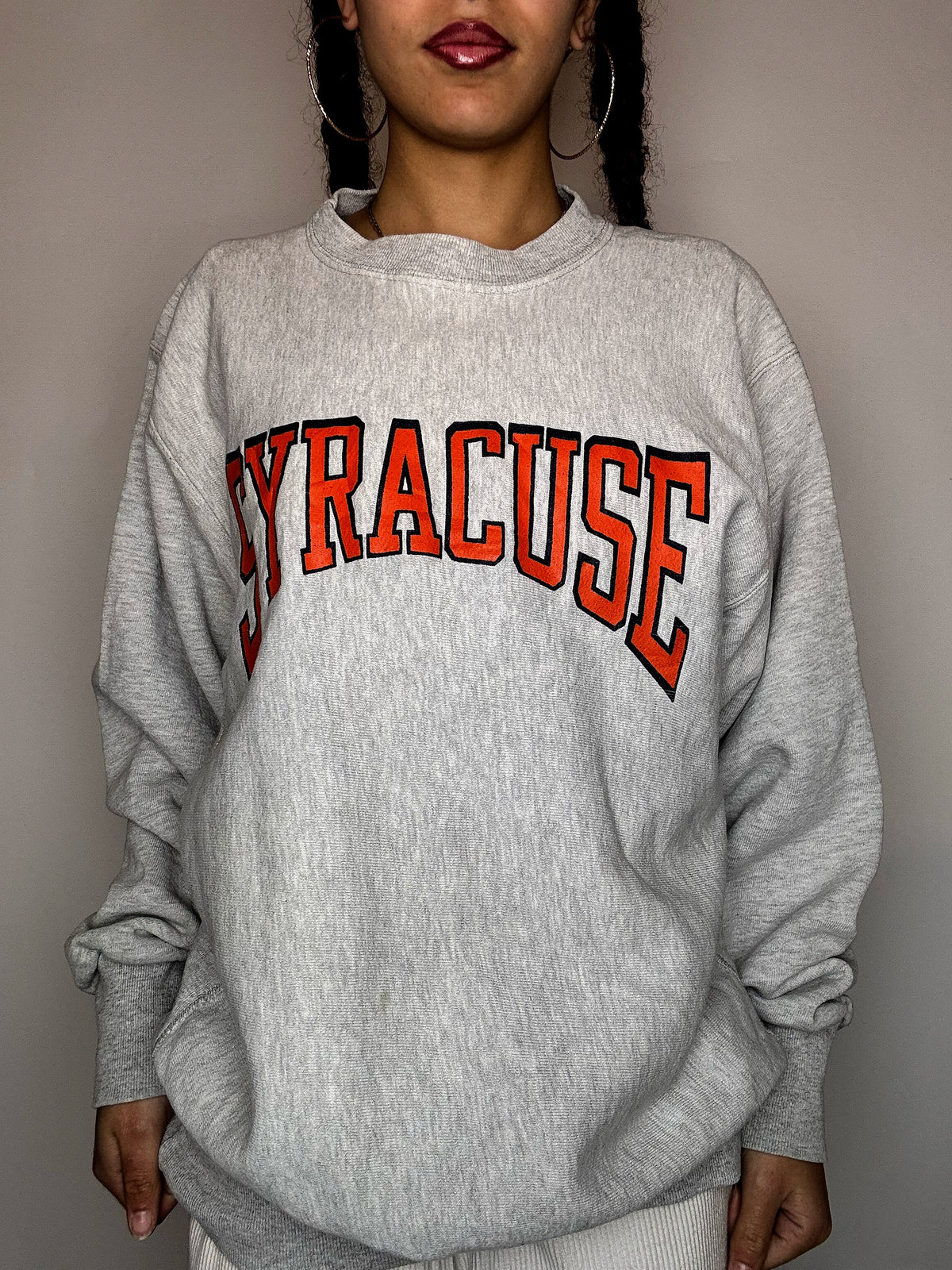 Sweat screw neck gris Syracuse L vintage