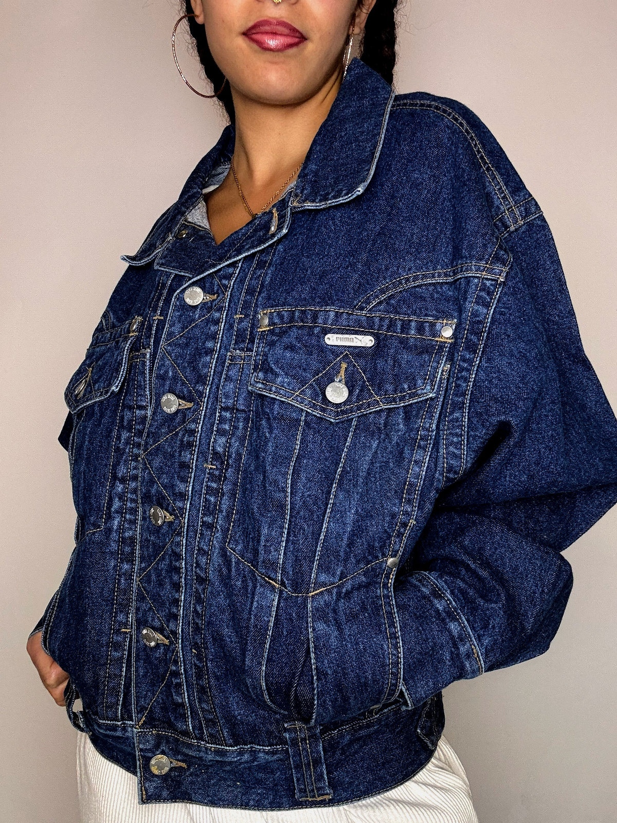 Veste en denim foncée PUMA M/L vintage
