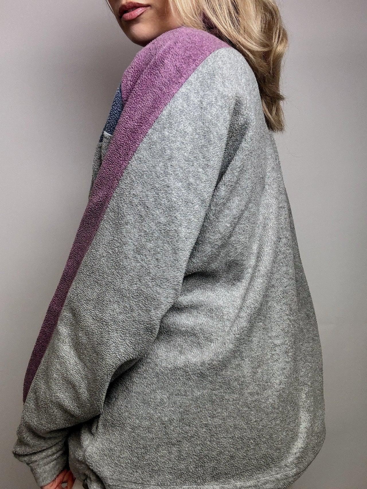 Oversized grey fleece THINK PINK L/XL Vintage