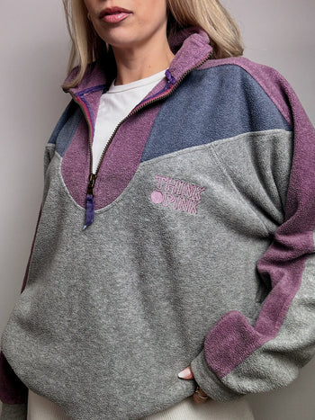 Polaire oversize à grise THINK PINK L/XL Vintage