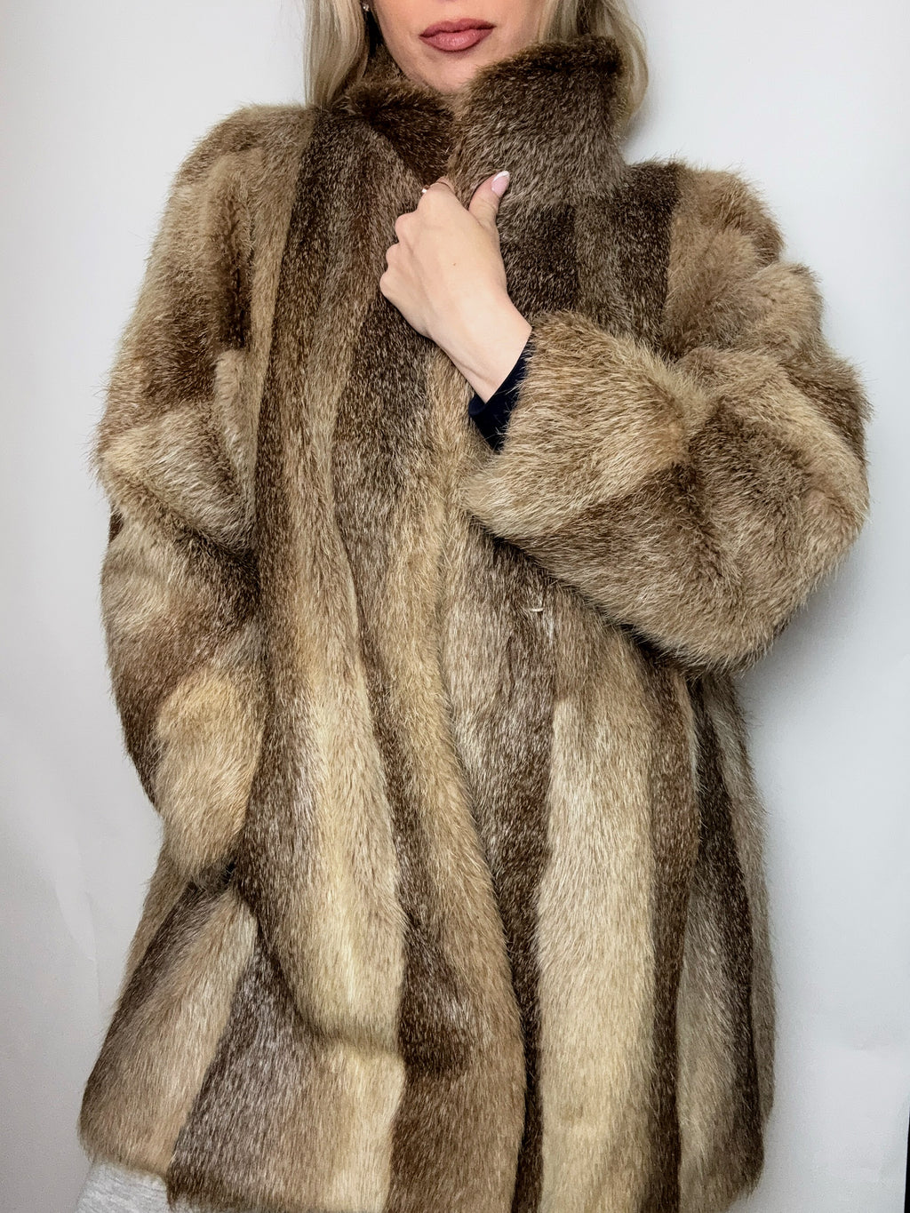 Vintage M beige real fur