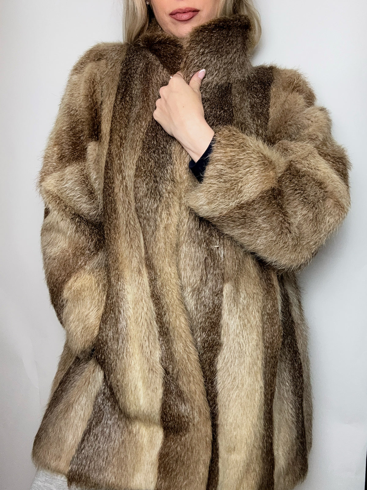 Vintage M beige real fur