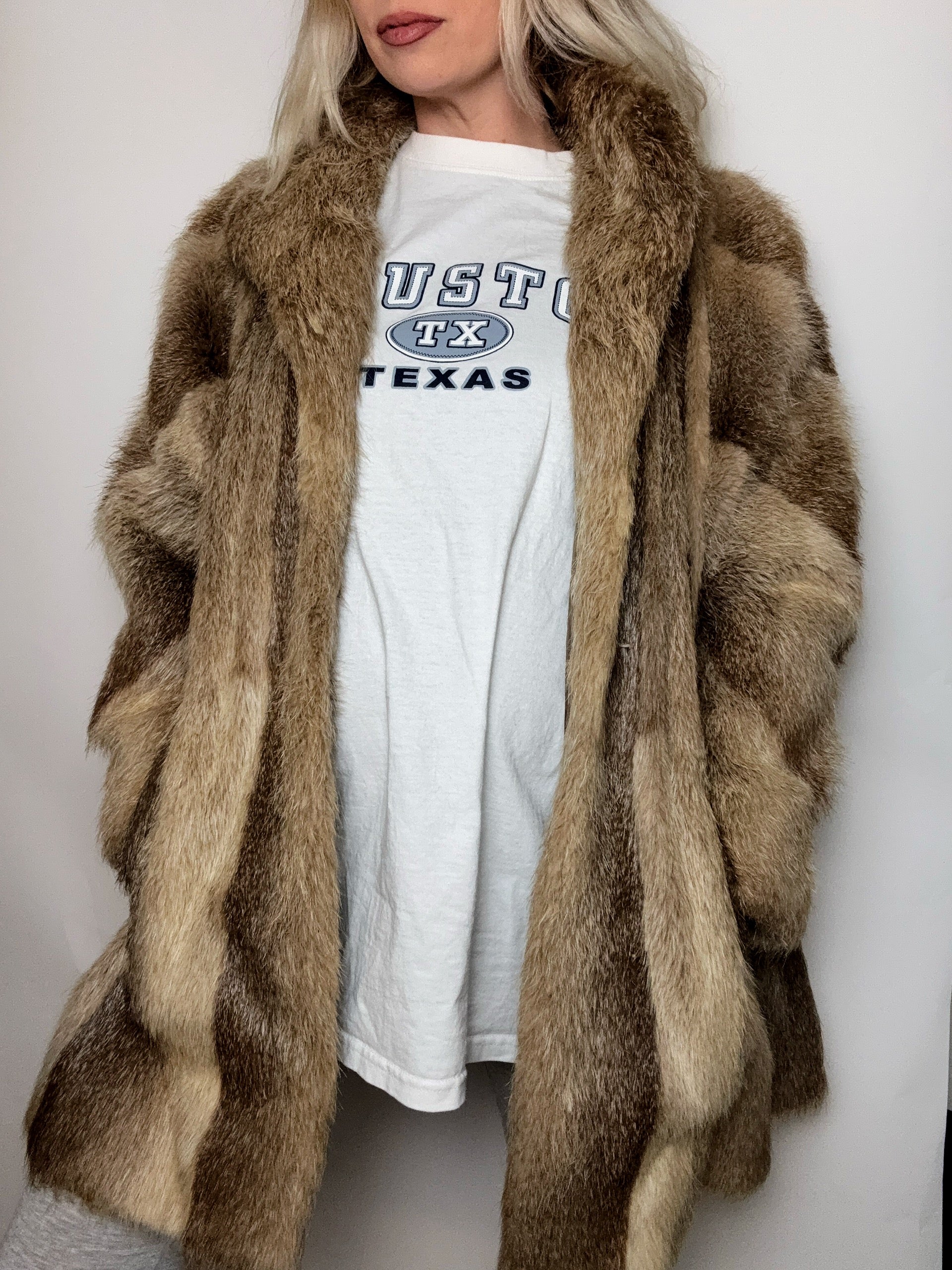 Vintage M beige real fur