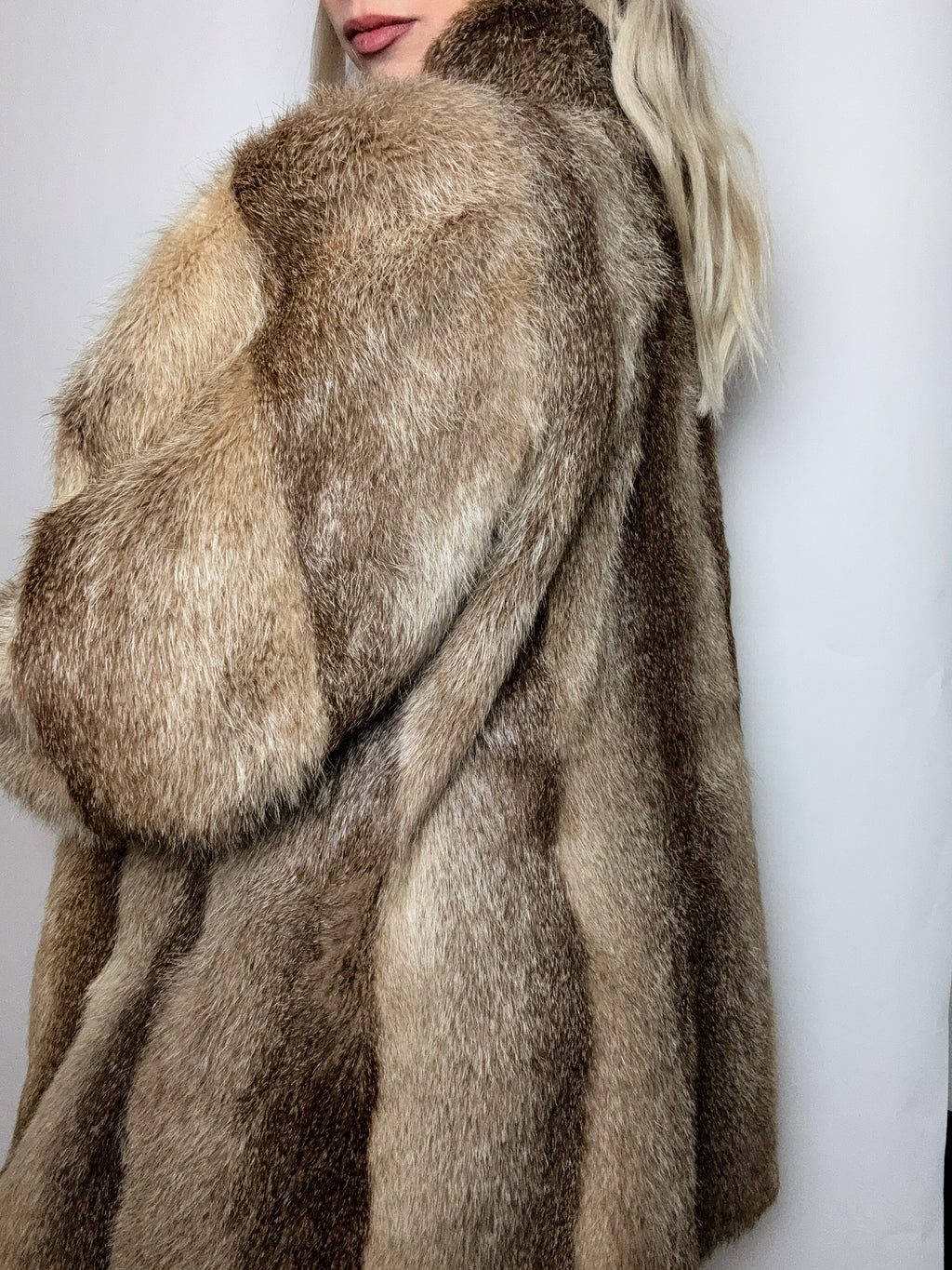 Vintage M beige real fur