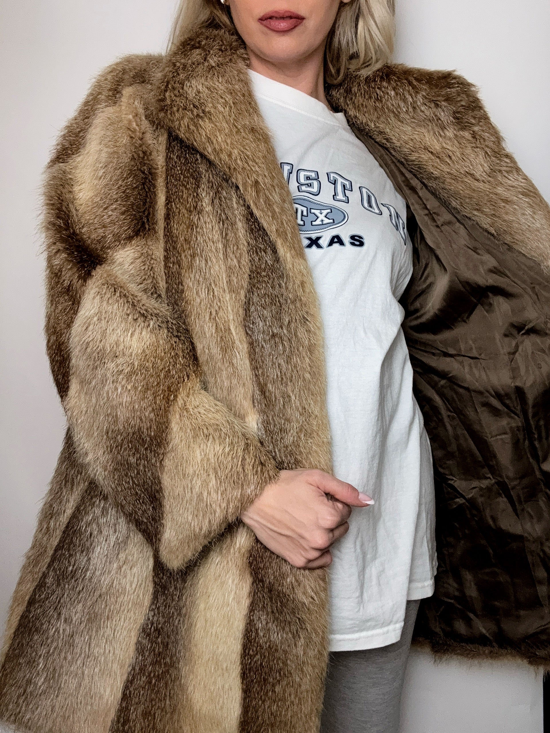 Vintage M beige real fur