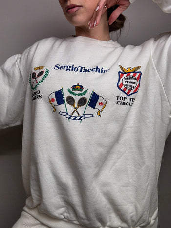 White round neck sweatshirt SERGIO TACCHINI L vintage
