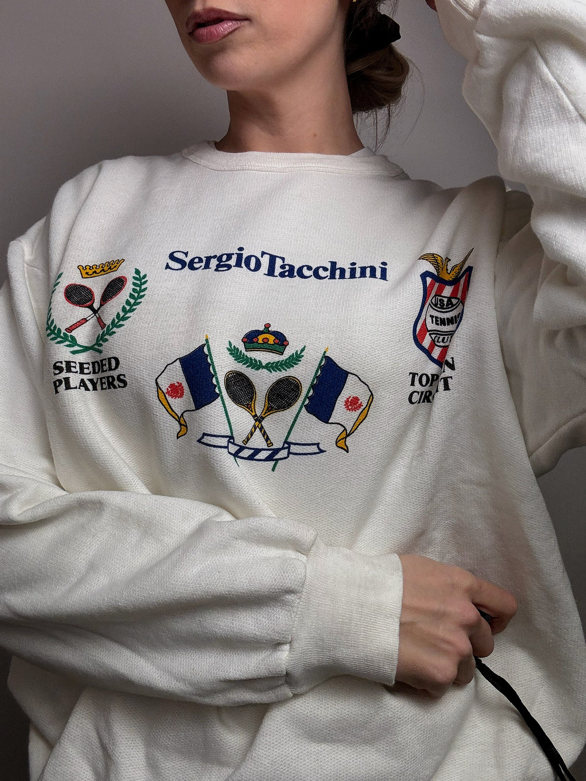Sweat col rond blanc SERGIO TACCHINI L vintage
