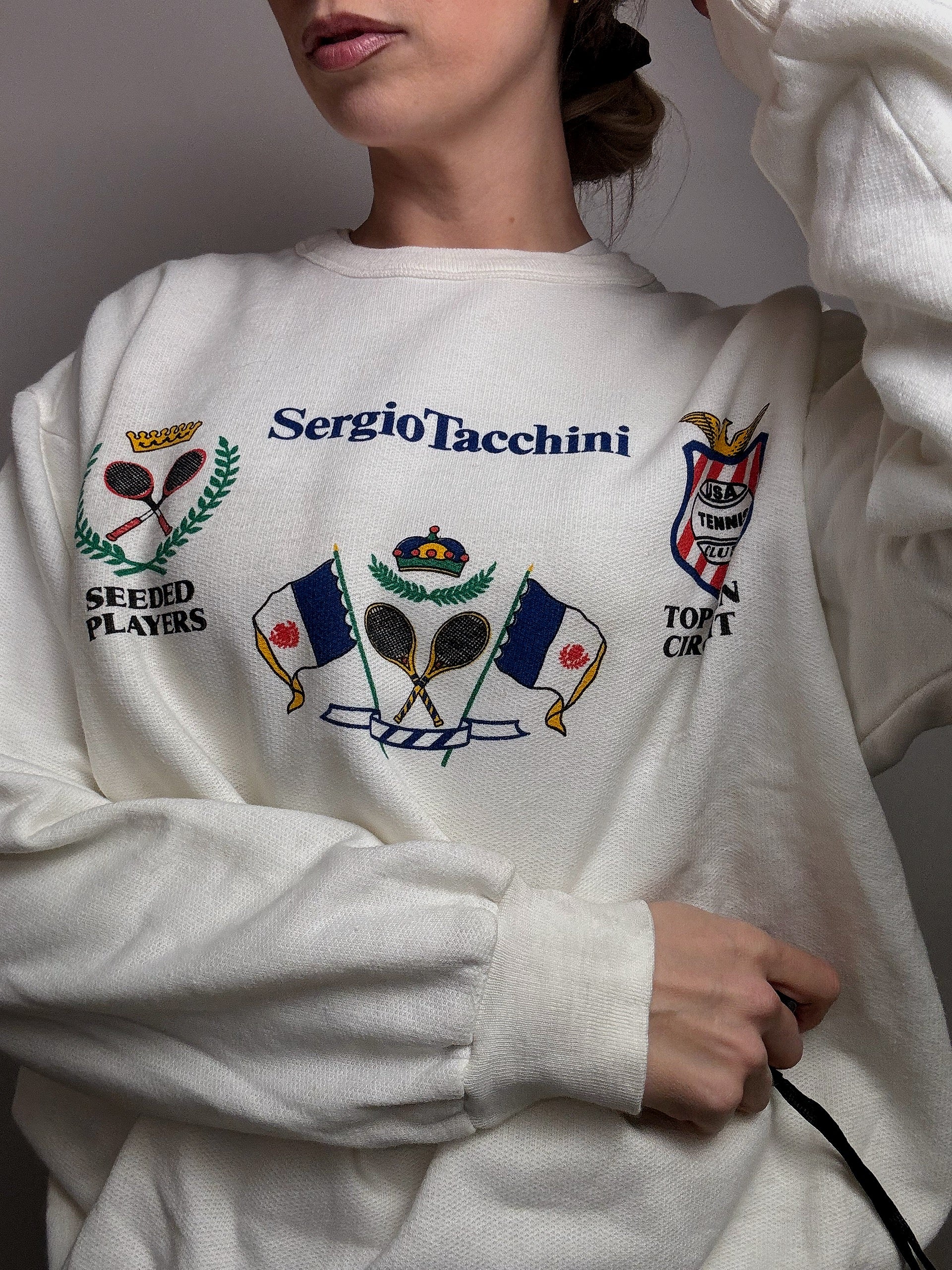 Sweat col rond blanc SERGIO TACCHINI L vintage