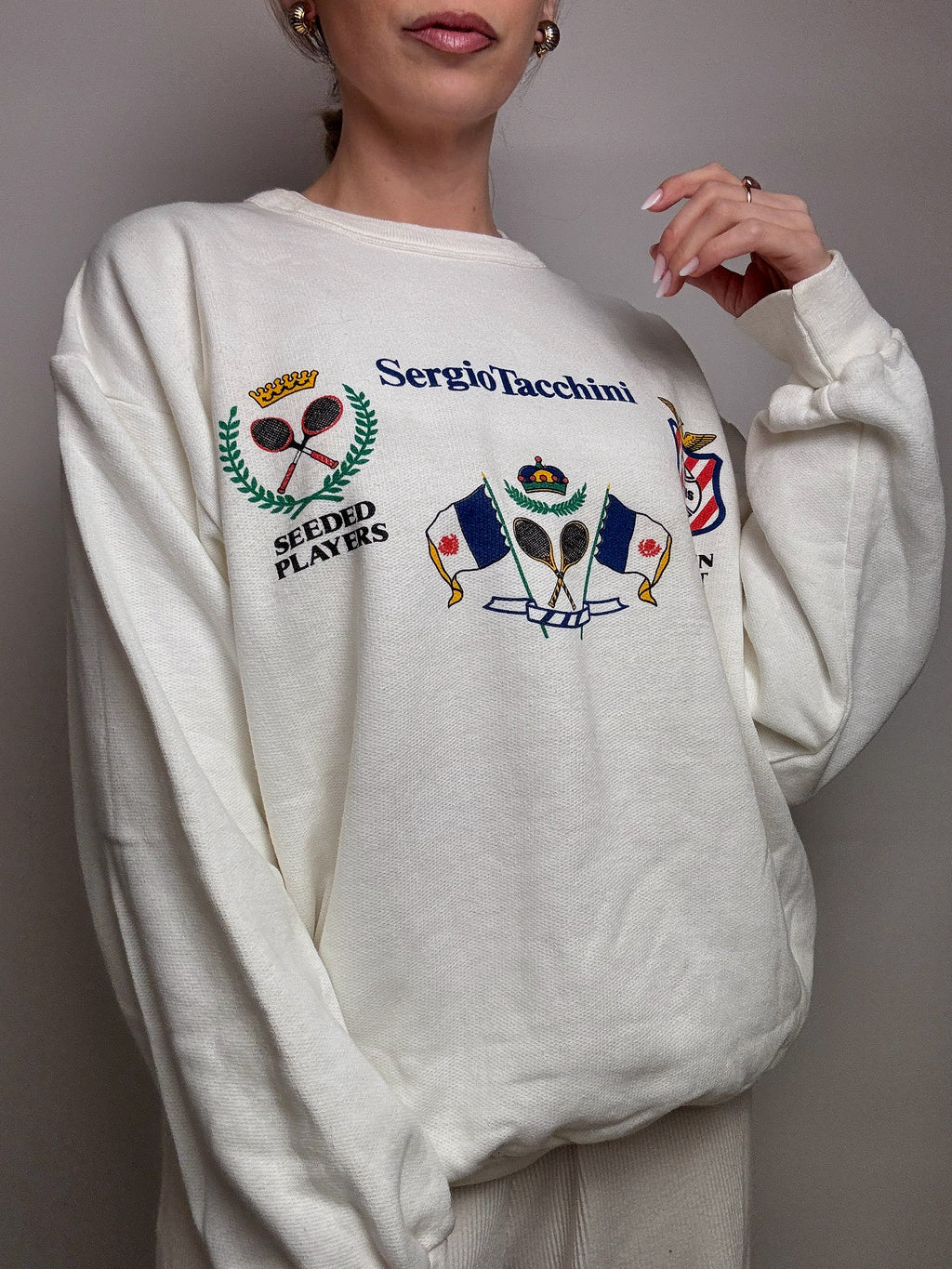 Sweat col rond blanc SERGIO TACCHINI L vintage