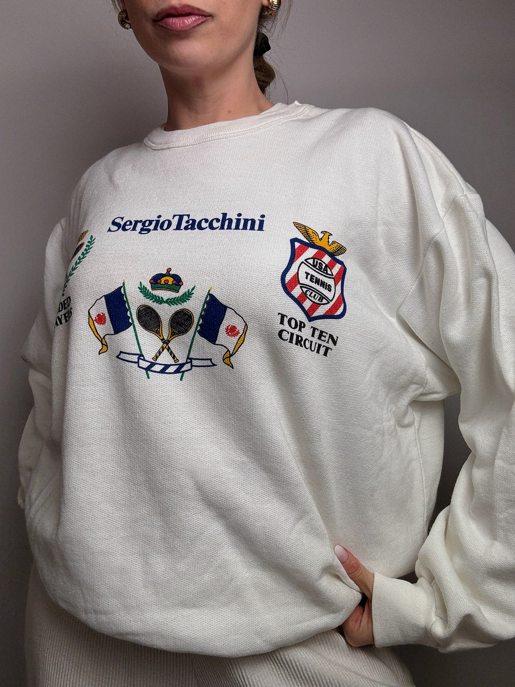 Sweat col rond blanc SERGIO TACCHINI L vintage