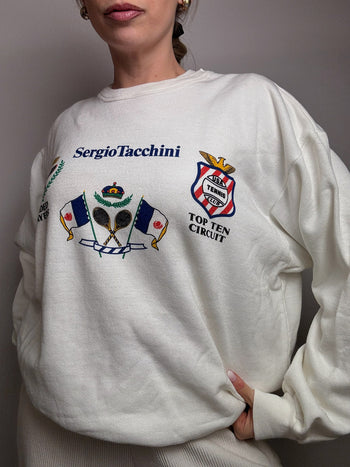 White round neck sweatshirt SERGIO TACCHINI L vintage