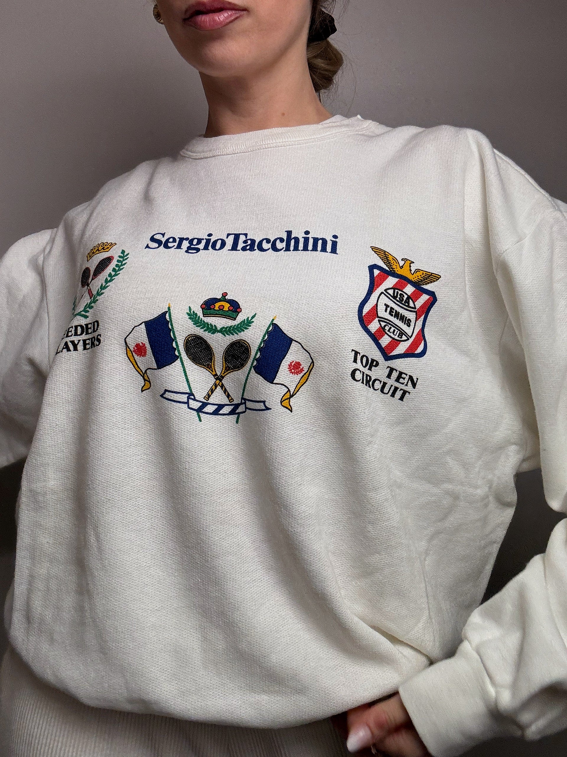 Sweat col rond blanc SERGIO TACCHINI L vintage