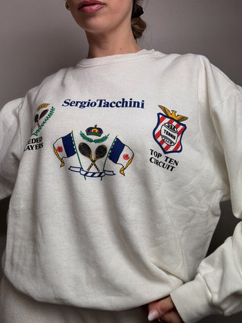 White round neck sweatshirt SERGIO TACCHINI L vintage