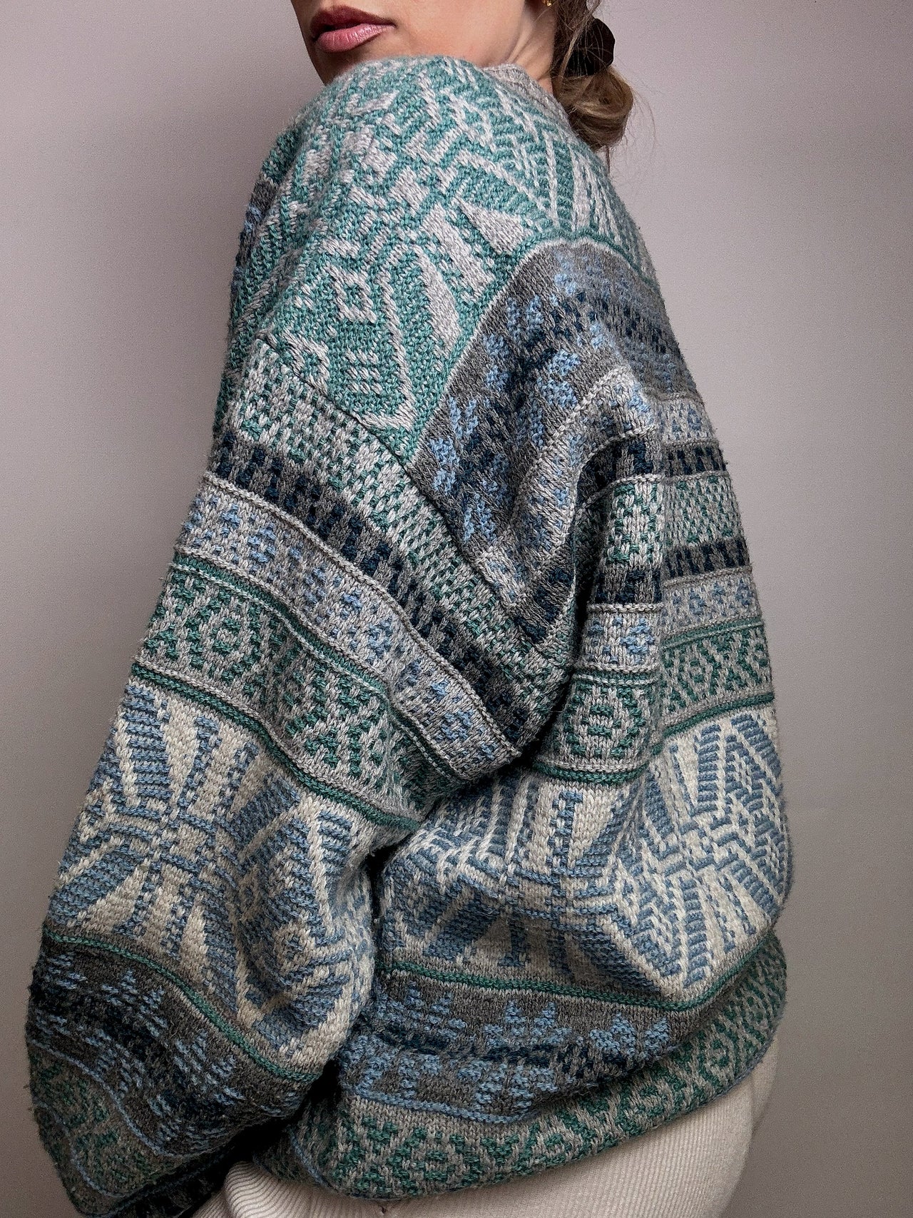 XL Vintage Strickmuster Strickjacke