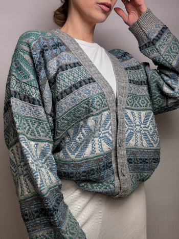 Cardigan à motif en maille XL Vintage