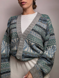 XL Vintage Strickmuster Strickjacke