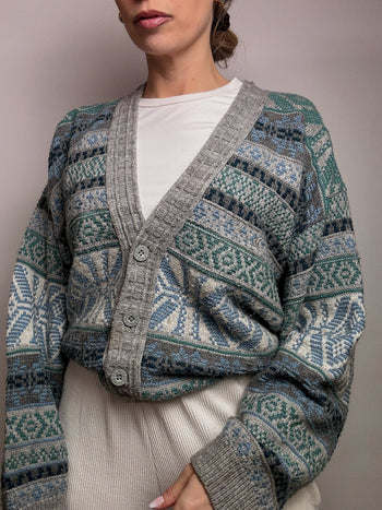 Cardigan à motif en maille XL Vintage