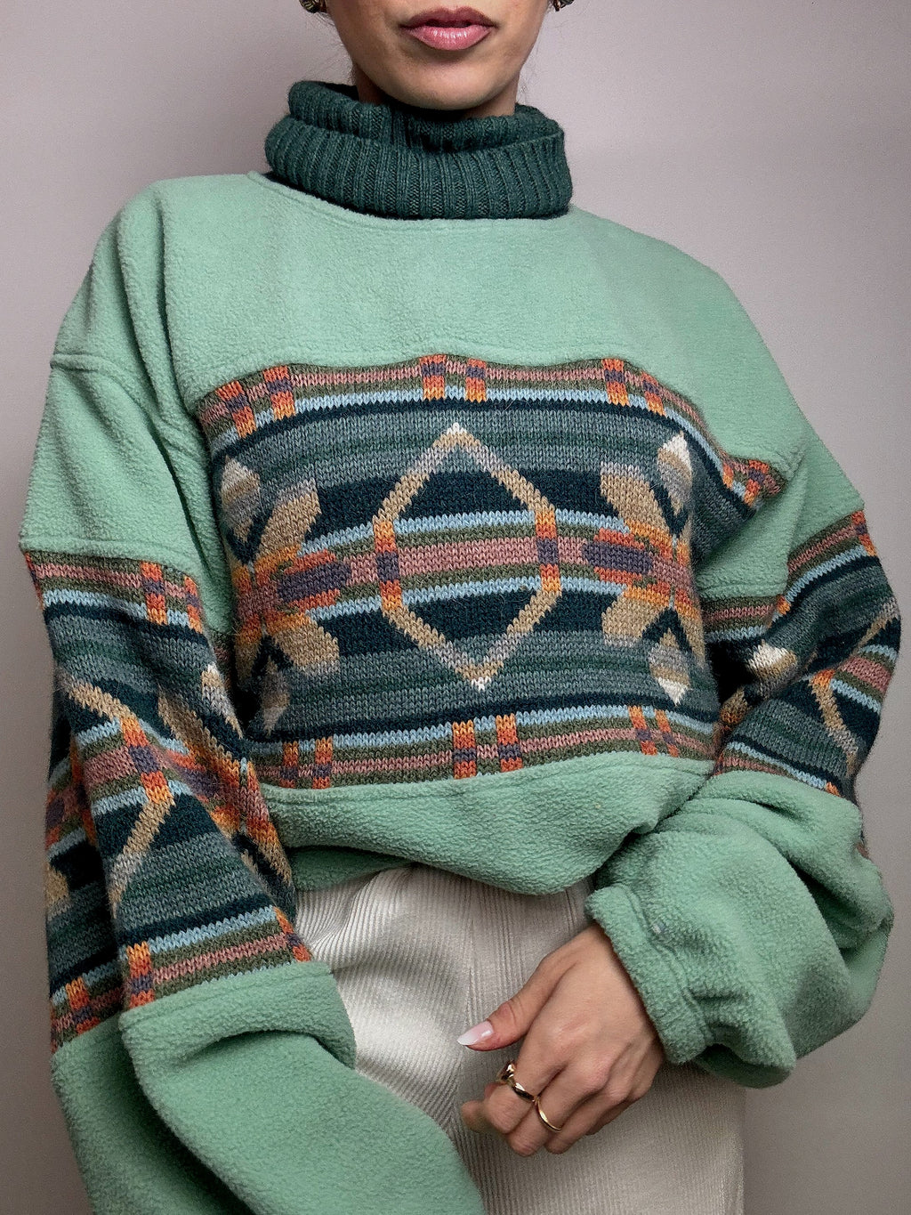 Pull polaire graphique oversize KAPPA XL vintage