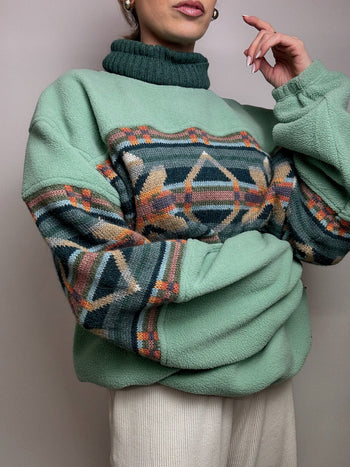 Pull polaire graphique oversize KAPPA XL vintage
