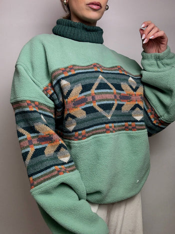 Pull polaire graphique oversize KAPPA XL vintage