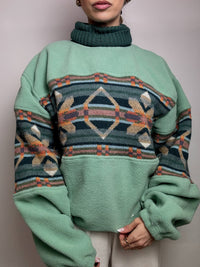 Pull polaire graphique oversize KAPPA XL vintage
