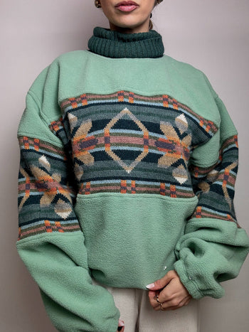 Pull polaire graphique oversize KAPPA XL vintage