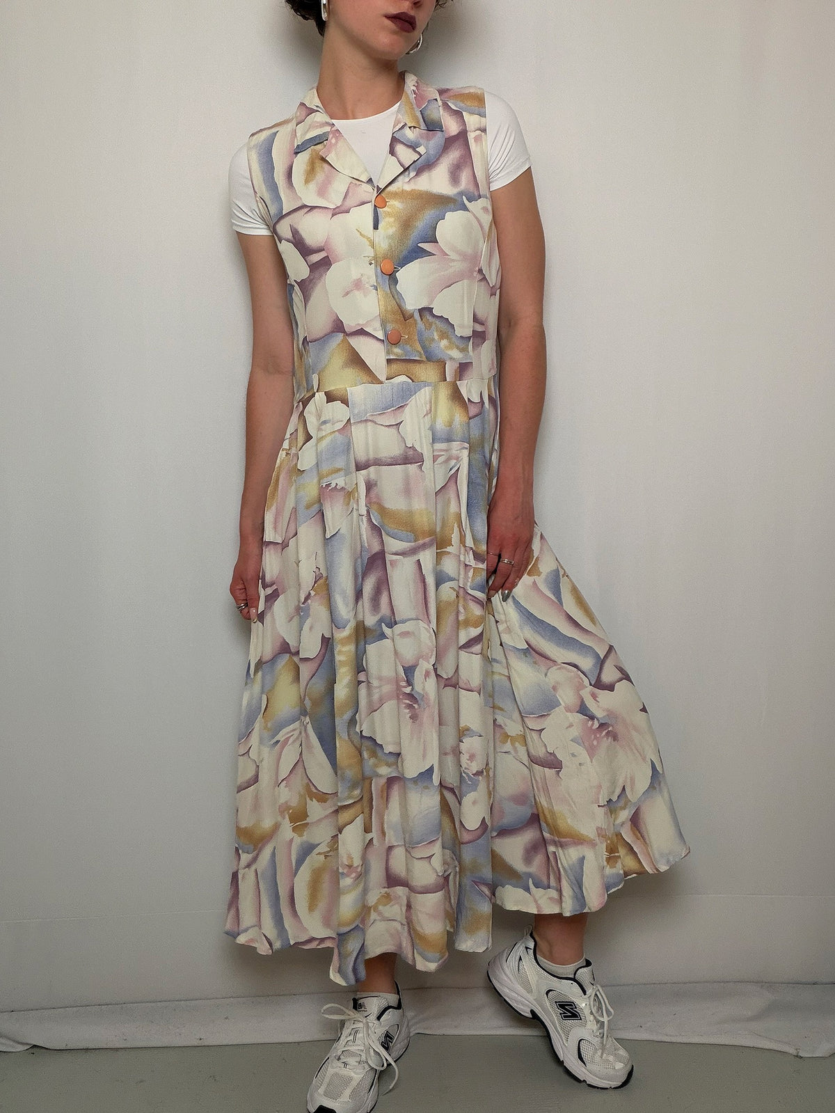 Robe fluide pastel à fleurs M/L vintage