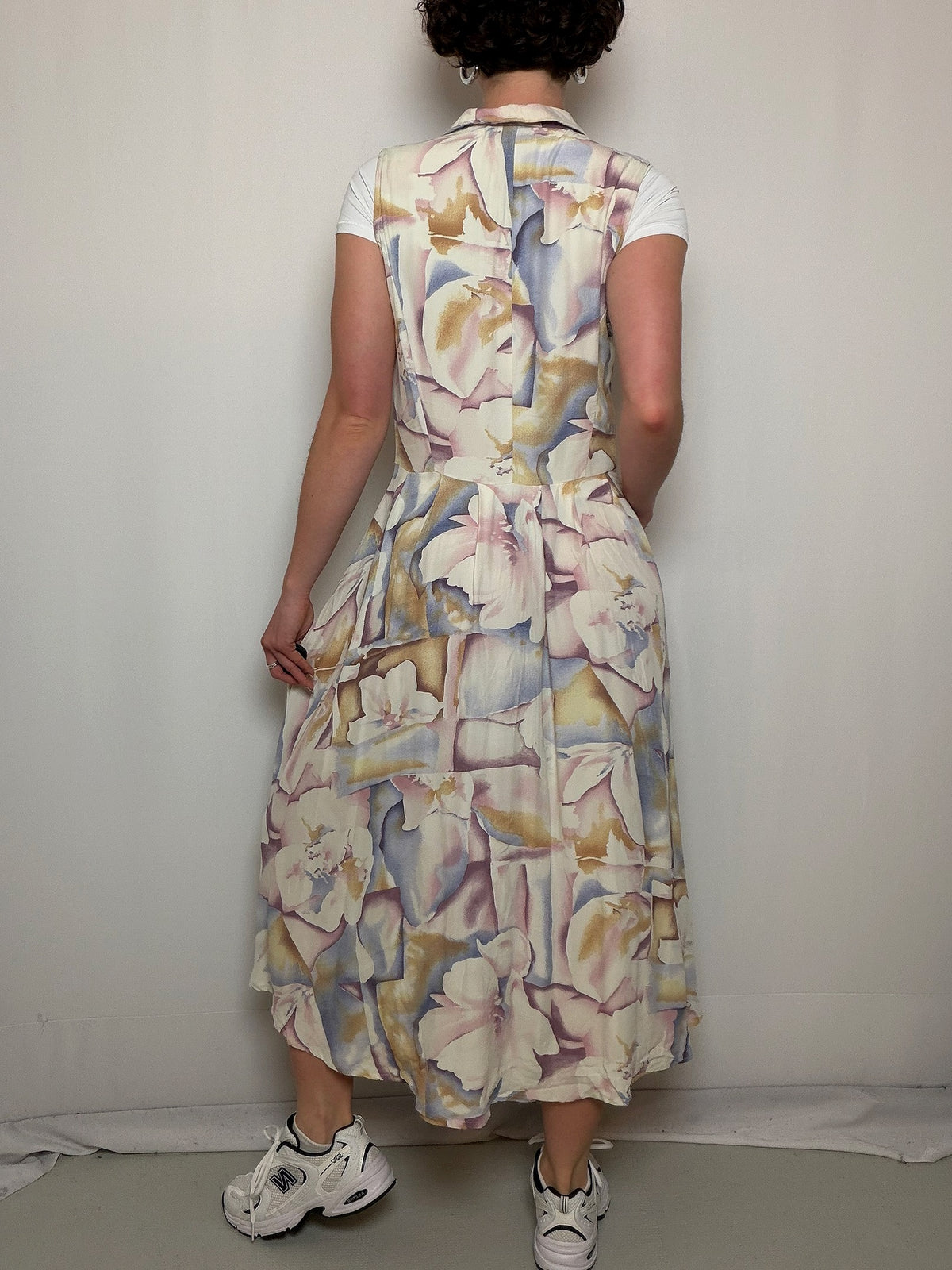 Robe fluide pastel à fleurs M/L vintage